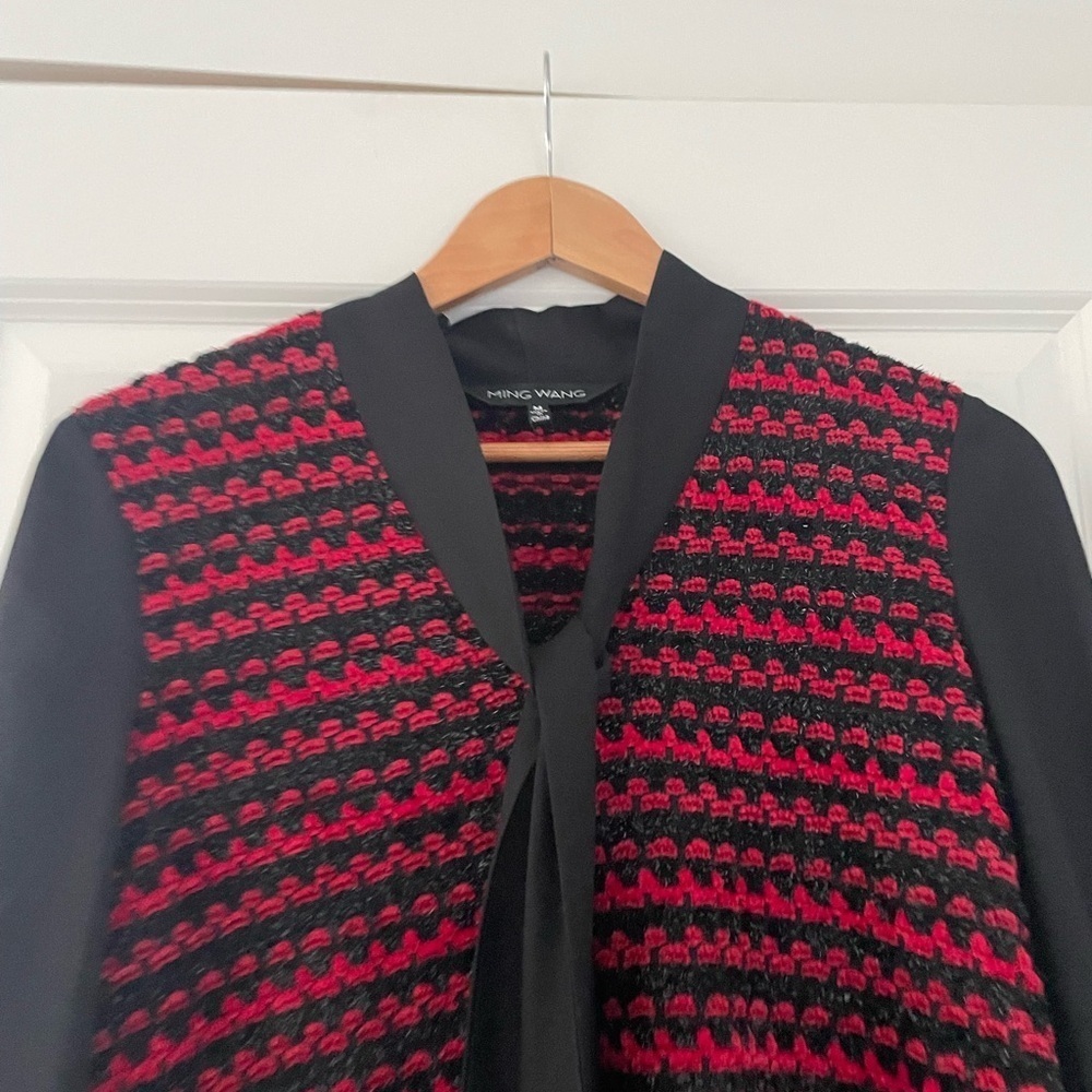 Ming Wang Chenille Tie Neck Metallic Top - Picture 7 of 7